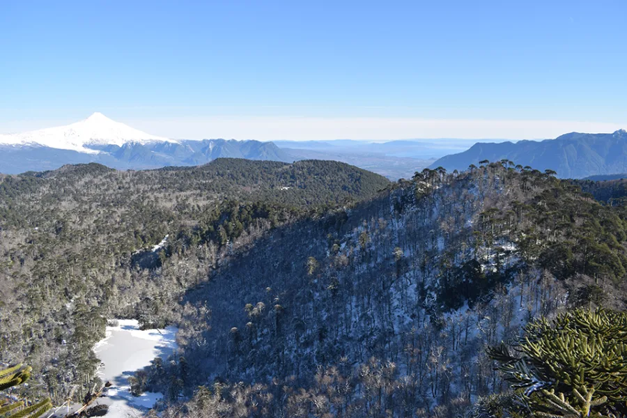 “Vista panorámica desde la cumbre en el Trekking con Raquetas al Santuario el Cañi.”